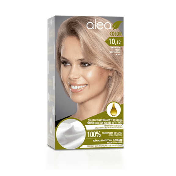 Alea Permanent Hair Color Cream Kit #10.12 Pearly Platinum Blond - Rubio Platino Perlado | Enriched with Nutritive Oils 100% Gray Cover