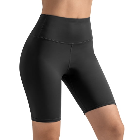 Hipuroga High Waisted Yoga Shorts for Women Soft Workout Shorts Tummy Control for Biker Athletic Running Black M