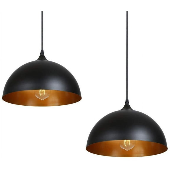A set of 2 vintage metal pendants - retro industrial style - diameter: 30 - black LT057