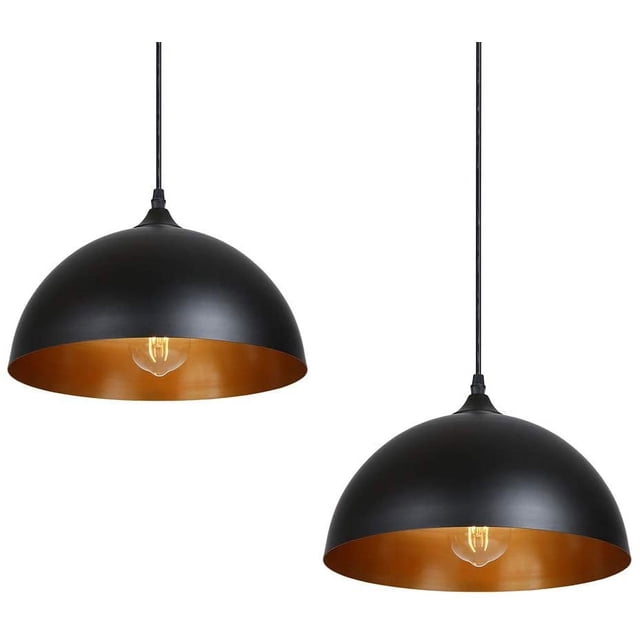 2 colgantes vintage de metal, 30 cm de diámetro, acabado negro - LT057 Retro Industrial Duo