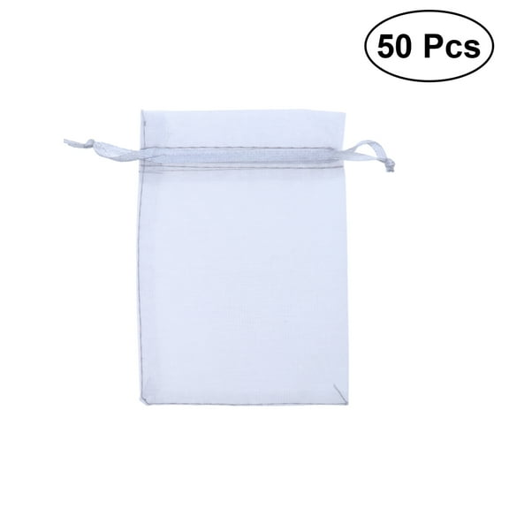 Pungan Organza Pouch 50 Drawstring Organza Gift Bags Jewellery and Candies for Wedding Shower Favors Mesh Gift Bag ( gray )(4.72"X3.54"X0.04")