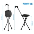 thumbnail image 3 of Bastón plegable con capacidad de 440 lb, asiento y altura ajustable, con trípode y taburete para senderismo, masaje, cuadrado, color negro., 3 of 5