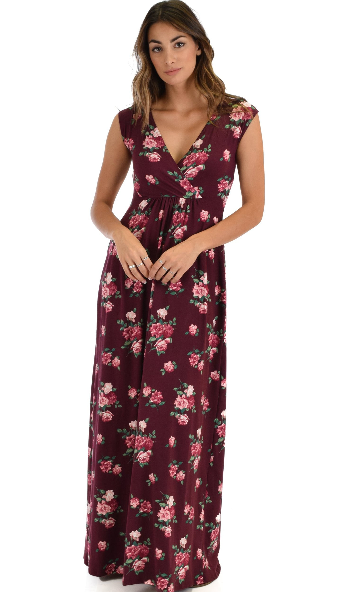 burgundy floral maxi