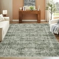 thumbnail image 5 of FairOnly 5'x7'Machine Washable Area Rugs for Bedroom Dinning Room Soft Low Pile Ultra Thin Distressed Foral Printed Rugs for Kitchen,Green, 5 of 7