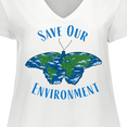 thumbnail image 4 of Inktastic Save Our Environment Earth Butterfly Women's Plus Size V-Neck T-Shirt, 4 of 5