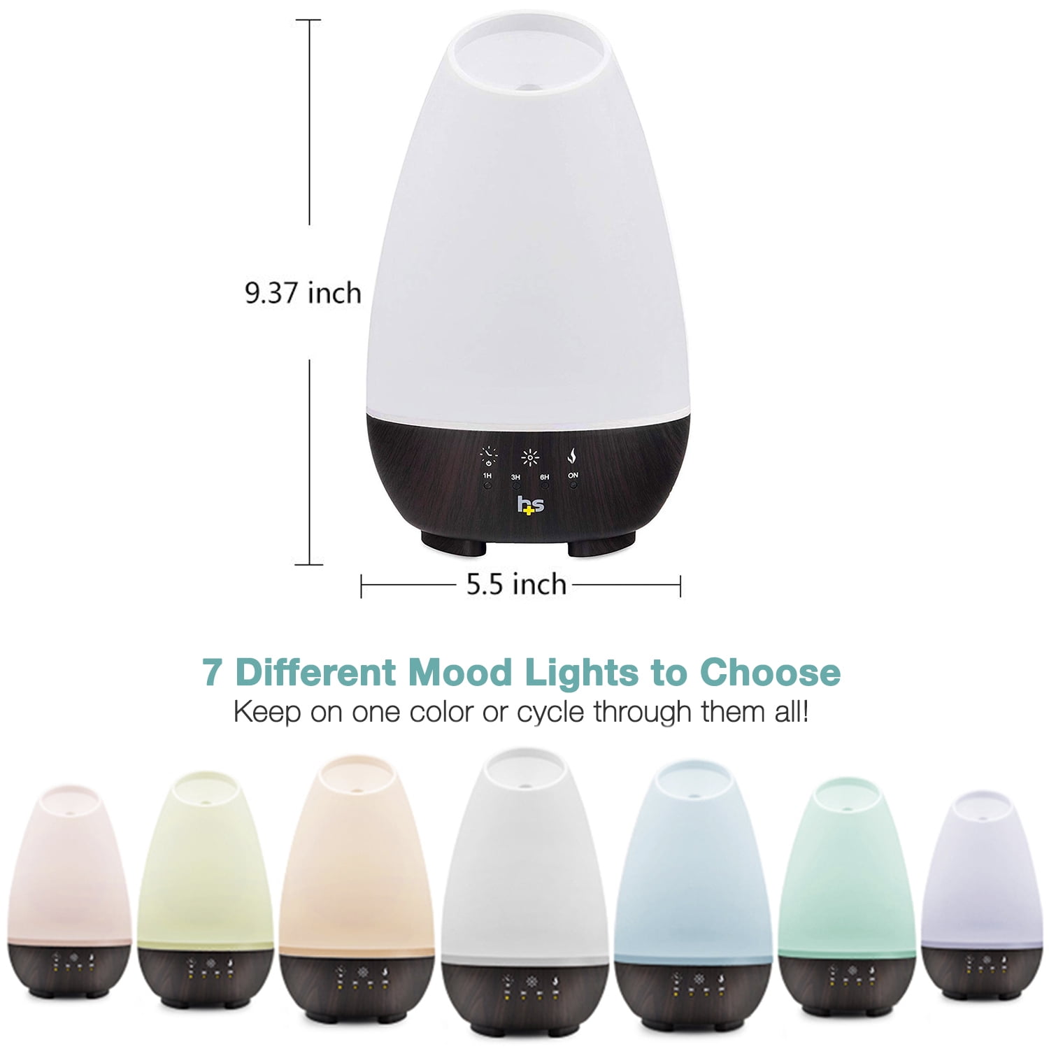 Hallaroma Diffusers for Essential Oils Large Room Humidifier, 500ml Aromatherapy Diffuser Cool Mist Humidifier with Remote Control,7 Colors Lights & 3