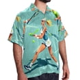 thumbnail image 2 of Tennis Men's Short Sleeve Poplin Button Down Hawaiian Printed Summer Beach Shirt, Unisex, 2 of 6