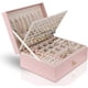 thumbnail image 3 of 1 joyero organizador para collares, pendientes, pulseras, anillos, estuche grande de almacenamiento de joyas de cuero PU con 3 capas apilables, soporte para joyeros para mujeres y niñas Sailing Electrónica, 3 of 5