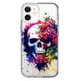 thumbnail image 1 of MUNDAZE Apple iPhone 12 Mini Shockproof Clear Hybrid Protective Phone Case Fantasy Skull Red Purple Roses Cover, 1 of 6