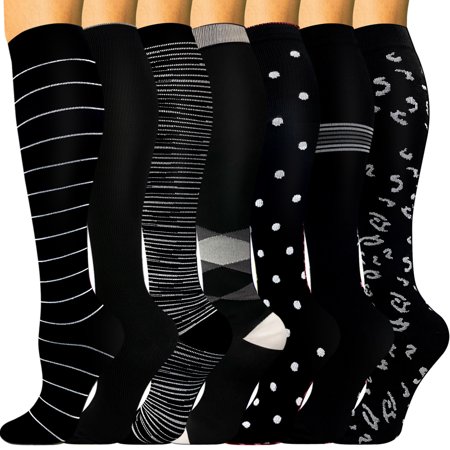 DNAKEN(5 pairs) Compression Socks for Women & Men Circulationis Best Support for Athletic Running,Hiking,Nursing compression socks for women wide calves toe socks