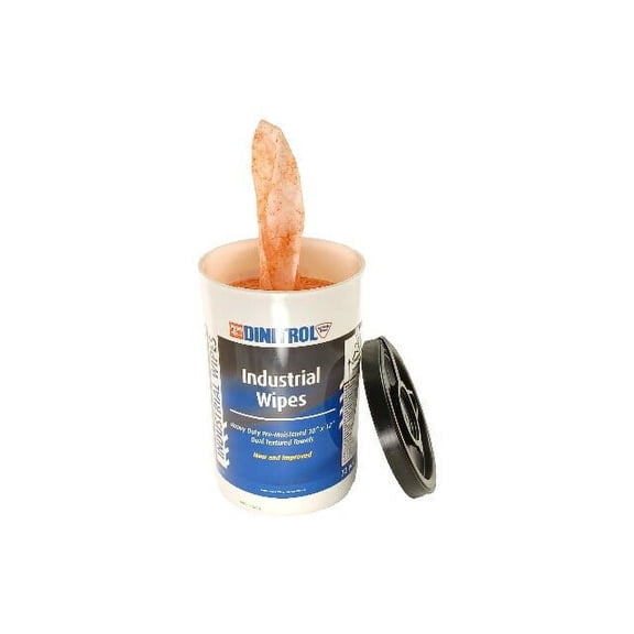 DINITROL Industrial Wipes - Heavy Duty Pre Moistened 10" x 12" Dual Textured Towels 1 Tub - 72 Count