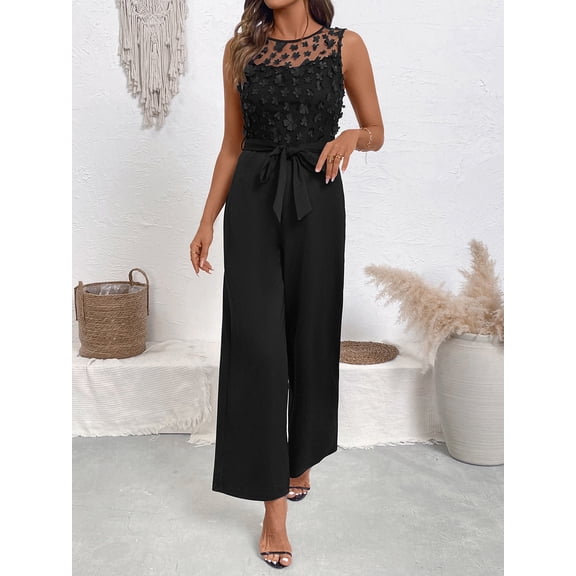 Jumpsuit with Floral Top & Wide-Leg Pants