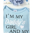 thumbnail image 6 of 3 Months Baby Girls Clothes 6 Months Girls 4PCS Floral Romper Outfits Set Letter Print Newborn Girls Long Sleeve Top Pants Set with Headband Blue, 6 of 10