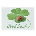 thumbnail image 1 of Going Away Party Cutting Board, Lettering Lucky 4 Leaf Clover with Ladybug Irish Symbol Artwork, Decorative Tempered Glass Cutting and Serving Board, Large Size, Black Green and Red, by Ambesonne, 1 of 1