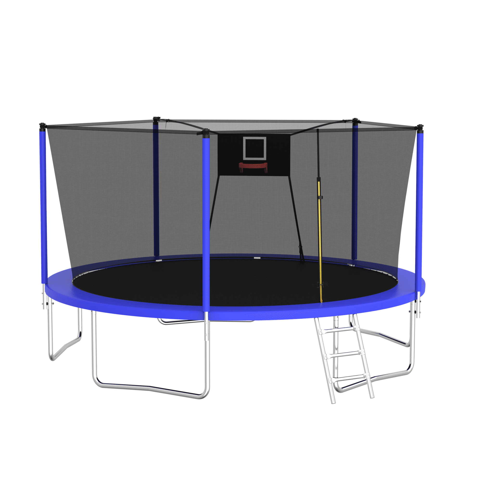 Leumius 14ft Trampoline with Basketball Hoop,Heavy-Duty Outdoor Trampoline with with Enclosure Net and Ladder,Upgraded Backyard Recreational Trampoline for Kids and Adults,Blue