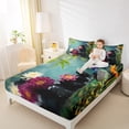 thumbnail image 4 of jejeloiu Beauty Peacock Full Size Sheets,Rustic Flowers Bed Sheets,Zoo Animal Sheet Sets For Men Women,Microfiber Bedroom Decor,4-Piece, 4 of 7