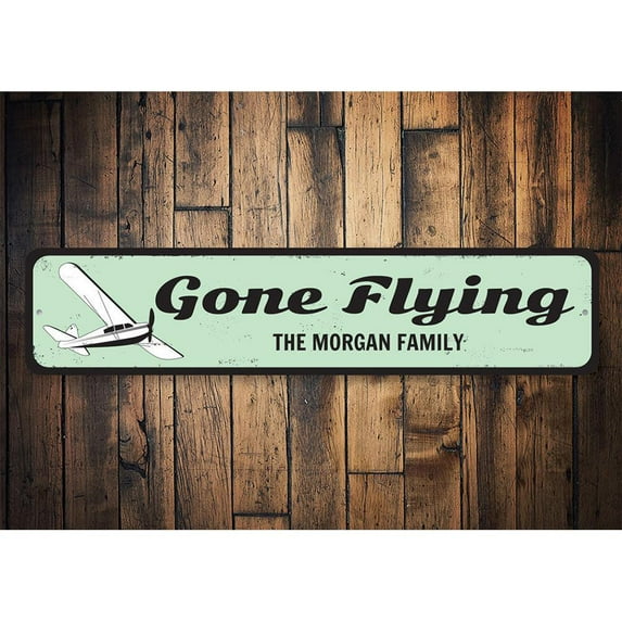 Flying Novelty Sign, Metal Wall Decor - 4x18 inches
