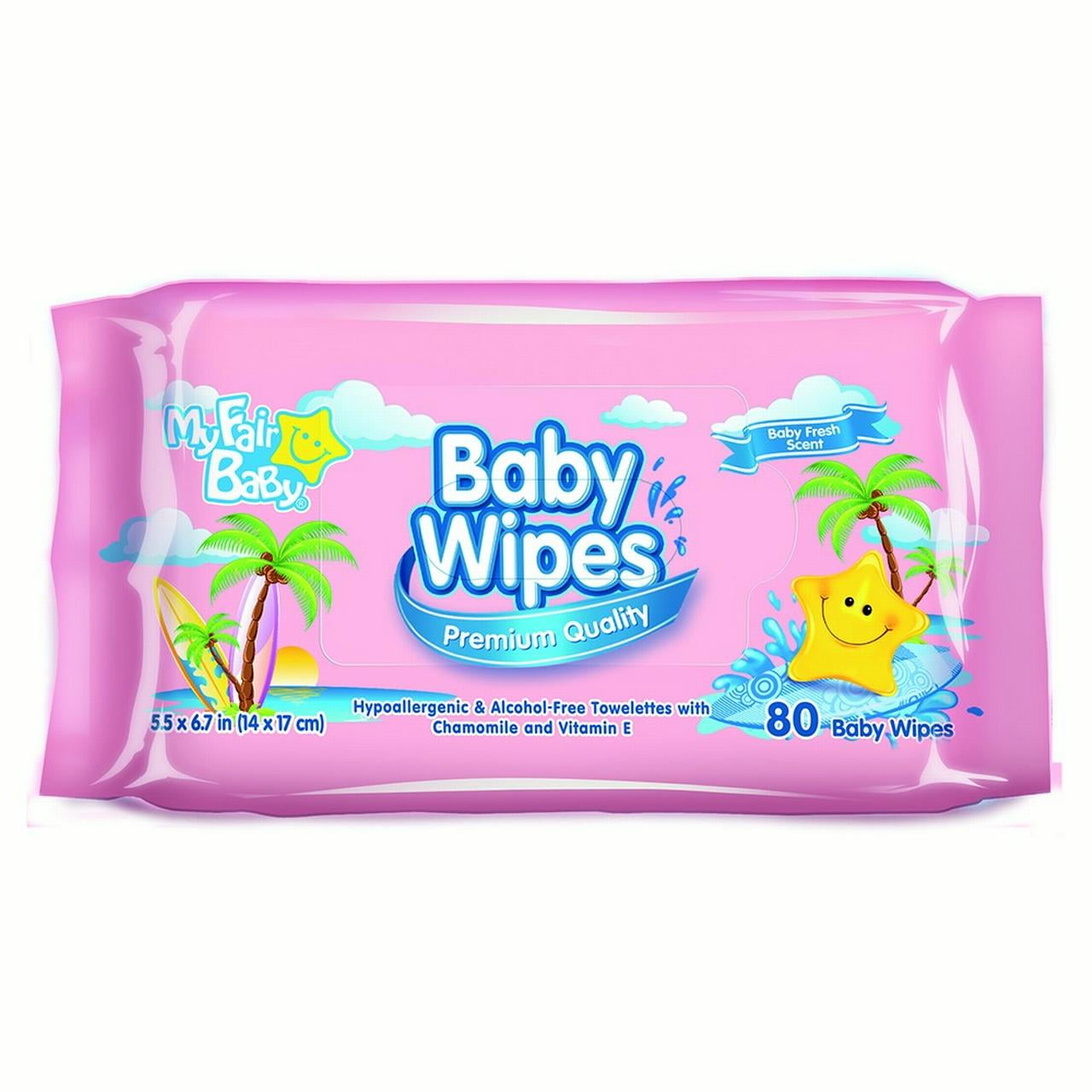 My Fair Baby Premium Baby Wipes, Pink, 80 Ct