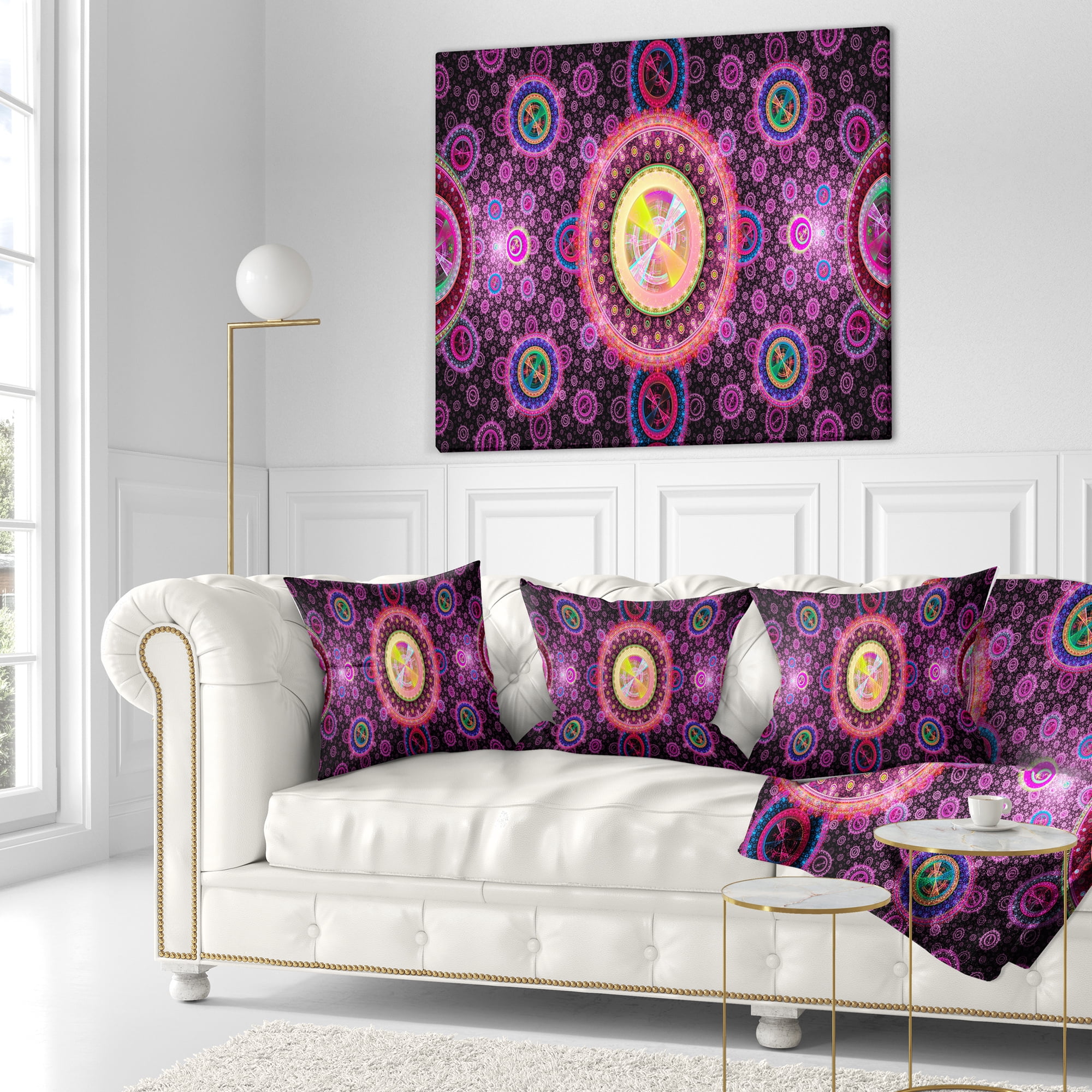 Designart Bright Pink Psychedelic Relaxing Art - Abstract Throw Pillow - 16x16