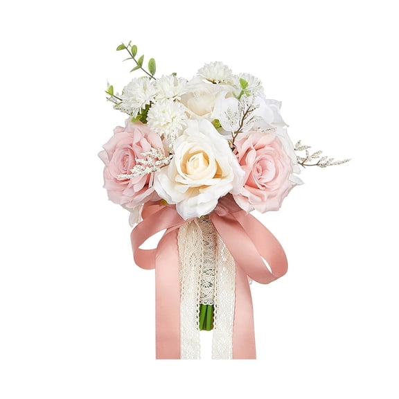 Wedding Bouquets for Bride Bridesmaid Artificial Roses Flowers with Ribbon Bow for Wedding Prom Decoration Anniversary 10.24in Bouquet Wedding Decoration for Ceremony