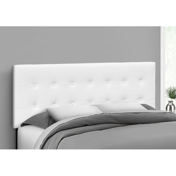 Bed, Headboard Only, Queen Size, Bedroom, Upholstered, White Leather Look, Transitional