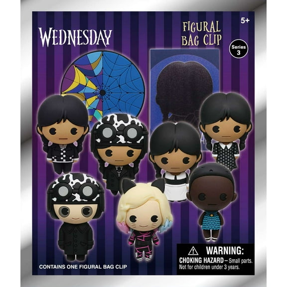 3D Figural Bag Clip Wednesday Series 3 Mystery Pack (1 RANDOM Figure)
