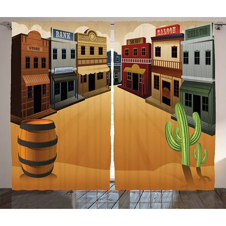Saloon Decor Collection Cartoon Ilration Of Old Western Town S Street Style Structure Design Living Room Bedroom Curtain 2 Panels Saloon Decor Collection Cartoon Ilration Of Old Western Town S Street Style Structure Design Living Room Bedroom Curtain 2 Panels