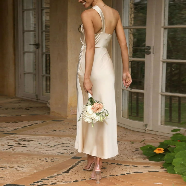 GZWYHT Dresses for Women 2025,Prom Dresses Satin One Shoulder Wedding Guest  Bodycon Dress Cocktail Evening Party Maxi Dresses Wedding Guest Dresses,Formal  Dresses,Gold Dress,Cocktail Dresses XL - Walmart.com