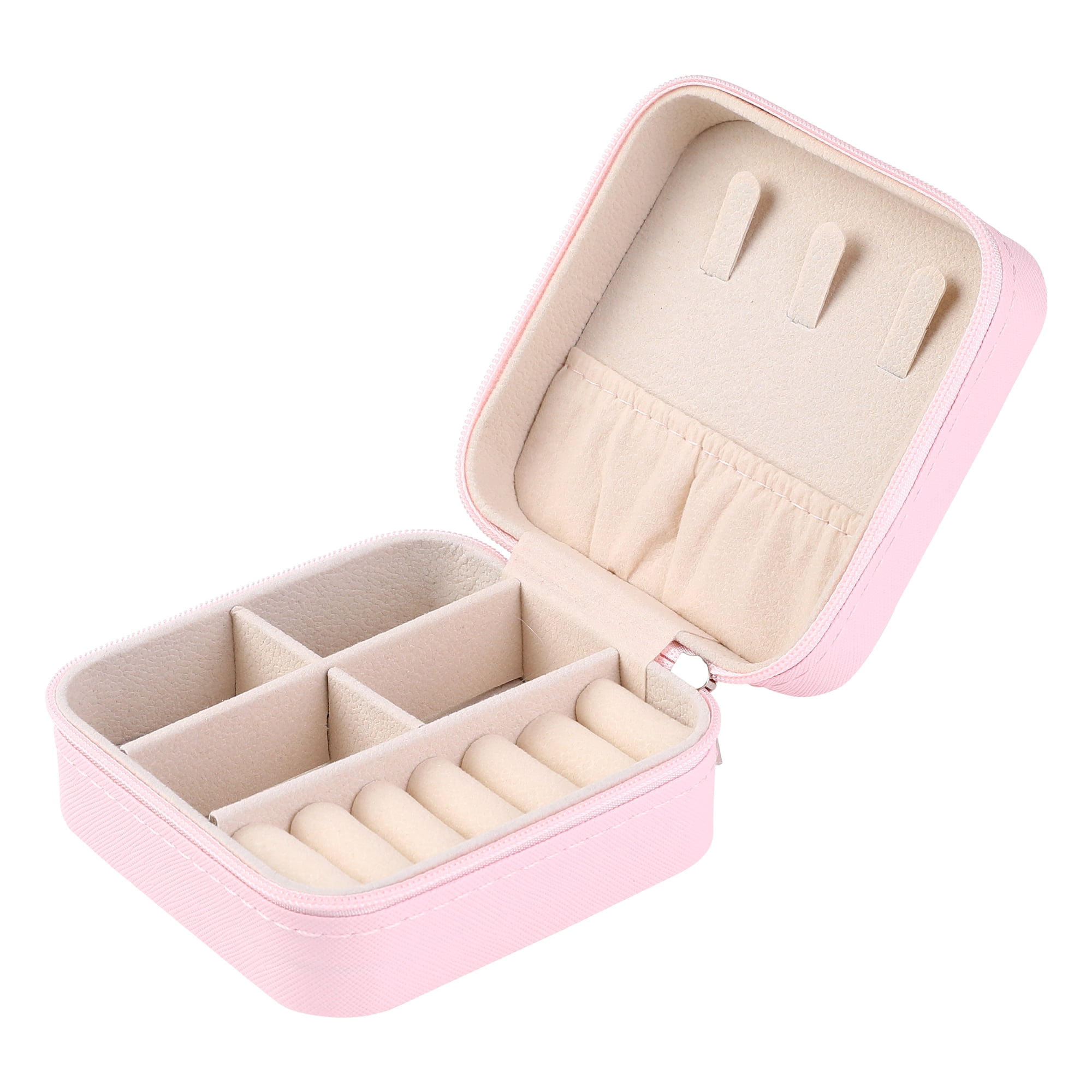 Unique Bargains Mini PU Leather Organizer Jewelry Box Storage Pink Letter C