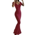 thumbnail image 3 of STARVNC Women Boat Neck Short Sleeve Bodycon Fishtail Maxi Dress, 3 of 4