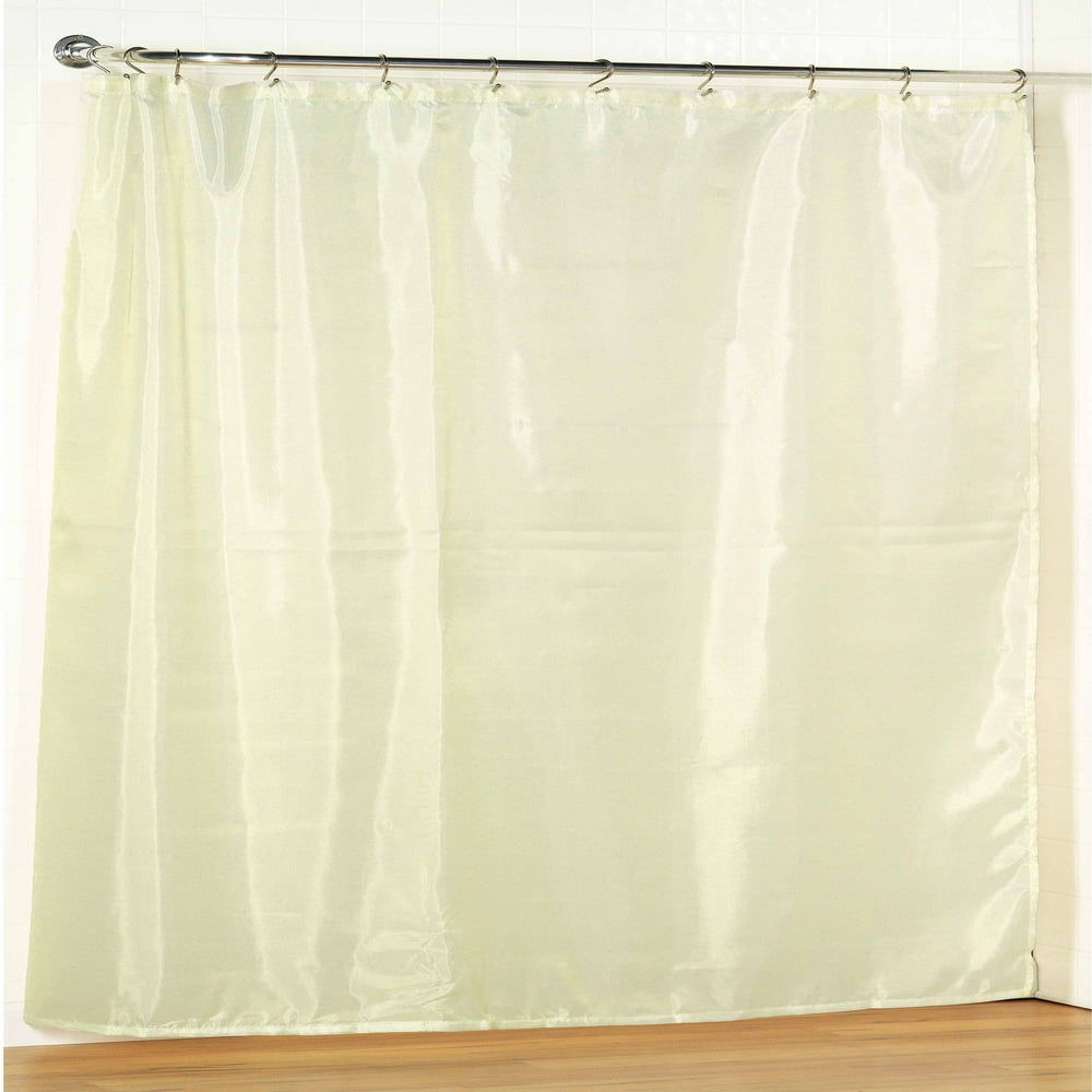 Ivory Extra Wide Fabric Shower Curtain Weighted Hem, Water Resistant