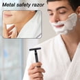 thumbnail image 3 of Men Safety Razor with Stand Stainless Steel Blade Cleaning Brush Double-sided Portable Travel Manual Male Shaving Razor Father Husband Gift, 3 of 8