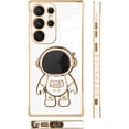 thumbnail image 5 of for Samsung Galaxy S23 Ultra 5G Case Astronaut Plating Electroplate Luxury Elegant Case Camera Protector Kickstand Shockproof Protective Corner Back Cover Galaxy S23 Ultra 5G Case -White, 5 of 10