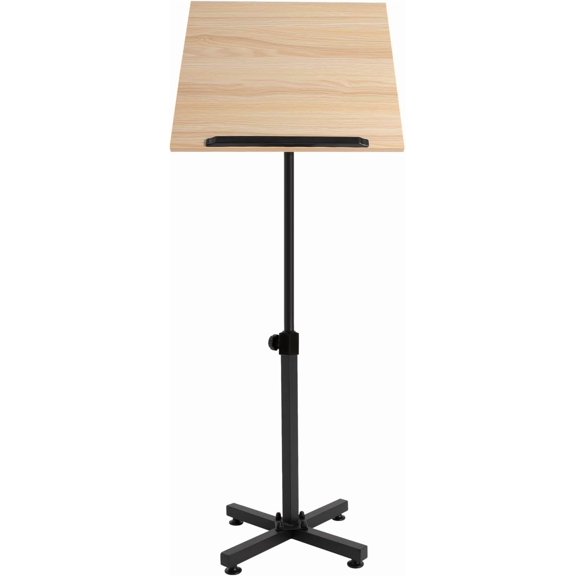 Portable Laptop Podium, Height Adjustable Laptop Table, Floor Steady Standing Desk, Classroom Table, Tilting Conference Pulpit for Office Presentation Church (Brown)
