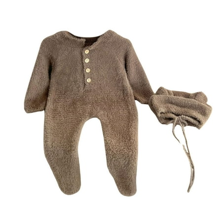 LYHaoo Baby Girls Romper Cute Warm Long Sleeved Furry Wrap Children s Crawling Clothes With Cute Cap Girls Jumpsuit Romper 0-3 Months Gray(Toddler)