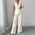thumbnail image 5 of Stichou Suits 2 Piece Set for Women Sophisticated One Button Blazer Wide Leg Trousers Set Professional 2026 Office Work Casual Solid Outfits White L, 5 of 6