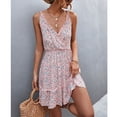 thumbnail image 3 of Vestido corto cruzado con escote en V, vestido floral sin mangas para mujer Vestido floral sin mangas para mujer Vestido floral con escote en V para mujer Diseño elevado, 3 of 6