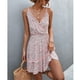thumbnail image 3 of Vestido Corto ANGGREK con Dobladillo con volantes cintura alta cuello en V sin espalda con Cinturón Suave, 3 of 6
