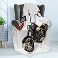 thumbnail image 4 of Motorcycle Soft Flannel Fleece Throw Blanket, Chopper Customized Club Insignia Bikes Hippie Classic Retro Themed Print, Cozy Plush for Indoor and Outdoor Use, 60" x 80", Black Beige, by Ambesonne, 4 of 5
