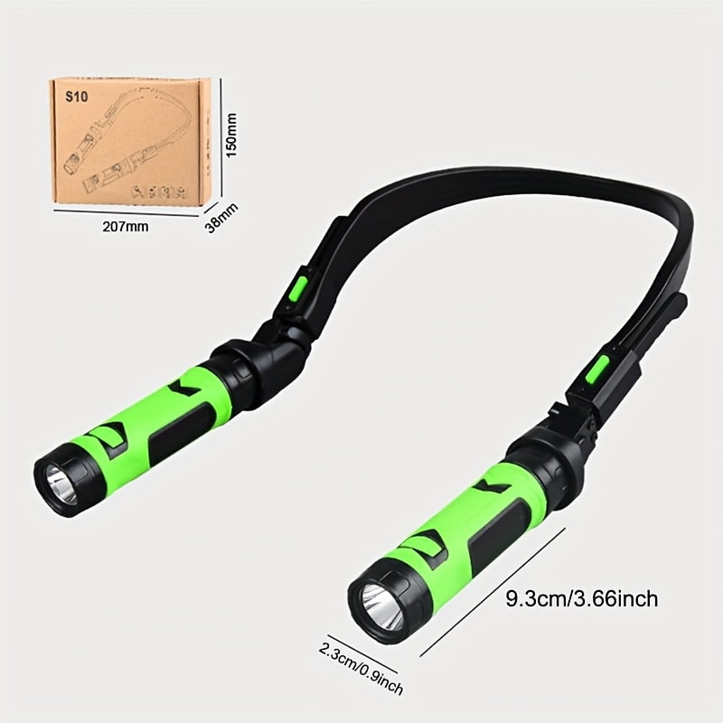 Rechargeable LED Neck Lamp - Hands-Free Flashlight with Magnetic Base, 500 Lumens Brightness, USB-C Charging, 2 Modes, Portable for Reading, Camping, Emergency, Bedside Use, Rechargeable Flashlight