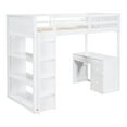 thumbnail image 4 of Twin Size Loft Bed with Ladder, Shelves, and Desk, White, 4 of 9