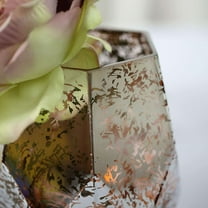 Efavormart 2 Pack 8" Pentagon Geometric Vases Mercury Glass Candle Holders - Silver | Rose Gold