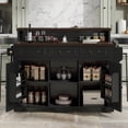 thumbnail image 5 of MEETFAV 53.2" Farmhouse Two-Tier Kitchen Island with Storage, Power Outlet, Adjustable Shelves, Rolling Island Table for Kitchen, Ash Black, 5 of 8