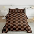 thumbnail image 2 of Homewish Fashion Abstract Adult Bedding Comforter Set, Square Patchwork Twin Comforter Sets, Vintage Brown Buffalo Reversible Bedding Set, Lightweight Room Decor, 2-Piece, 2 of 8