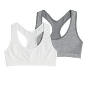 Girls 7-16 Maidenform® 2-pk. Seamless Racerback Sports Bras Color: Heather Gray White Size: SMALL