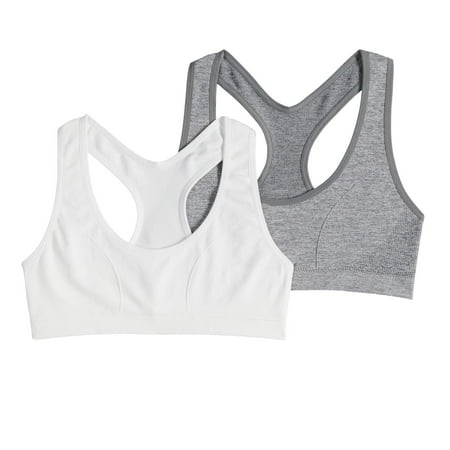 Girls 7-16 Maidenform® 2-pk. Seamless Racerback Sports Bras Color: Heather Gray White Size: SMALL