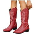 thumbnail image 6 of UngA Women's Cowgirl Boots Pull On Cowboy Boots Mid Calf Western Boots Available in Regular and Wide Calf Red,Size 8.5, 6 of 7