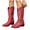Red, variant on Cowboy Boots for Women Wide Mid Calf Pointed Toe Embroidery Stitched Fashion Country Booties