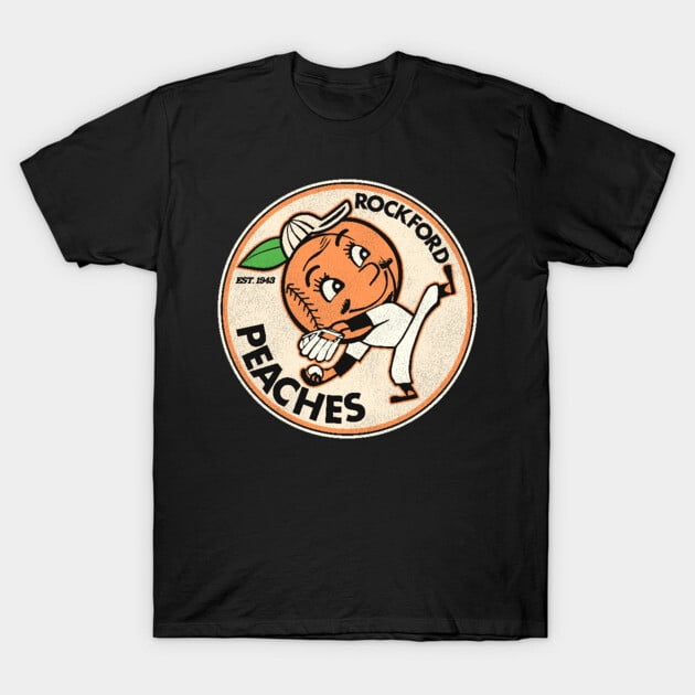 Defunct Rockford Peaches T-Shirt Unisexe Rétro Logo Fan Art Équipe de Baseball pour Femmes, jusqu'à la Taille 3TG