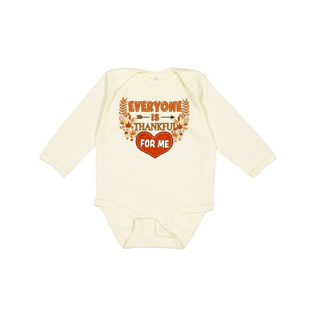 

Inktastic Everyone is Thankful for Me with Heart and Leaves Gift Baby Boy or Baby Girl Long Sleeve Bodysuit